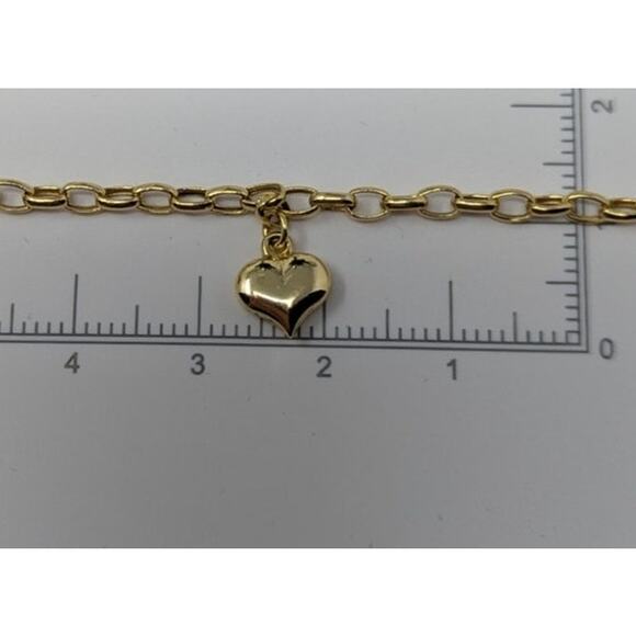 Milor Italy 14K Yellow Gold Heart Charm Bracelet 7.5” 1.46g Delicate Chain - Picture 6 of 7